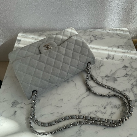 Chanel灰荔枝銀雙C jumbo