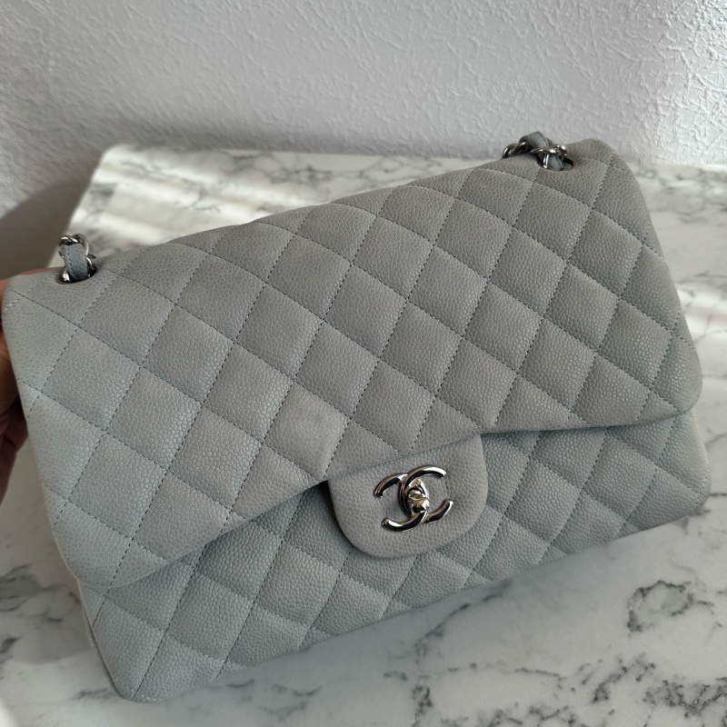 Chanel灰荔枝銀雙C jumbo-1
