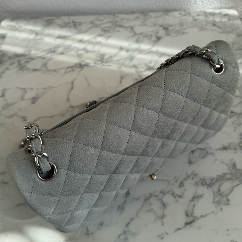 Chanel灰荔枝銀雙C jumbo-2