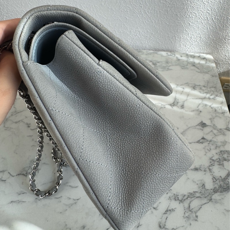 Chanel灰荔枝銀雙C jumbo-3