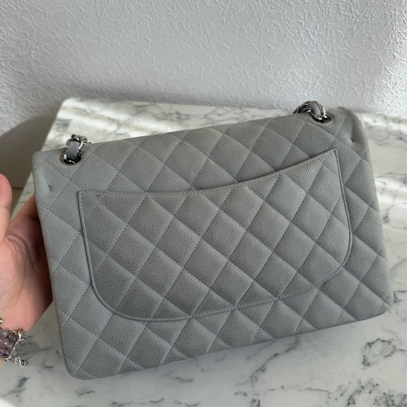 Chanel灰荔枝銀雙C jumbo-6