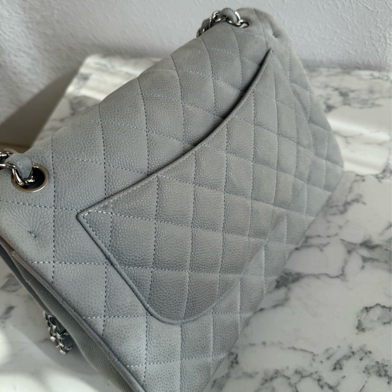 Chanel灰荔枝銀雙C jumbo-7