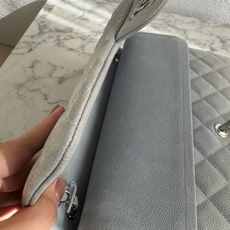 Chanel灰荔枝銀雙C jumbo-15