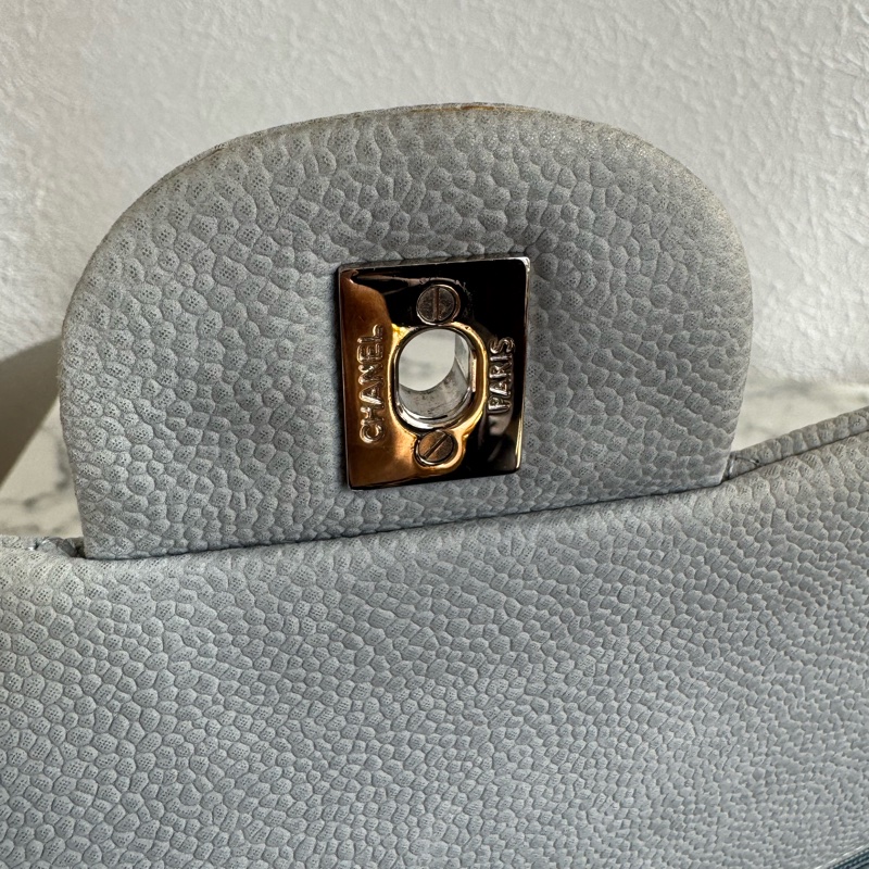 Chanel灰荔枝銀雙C jumbo-19