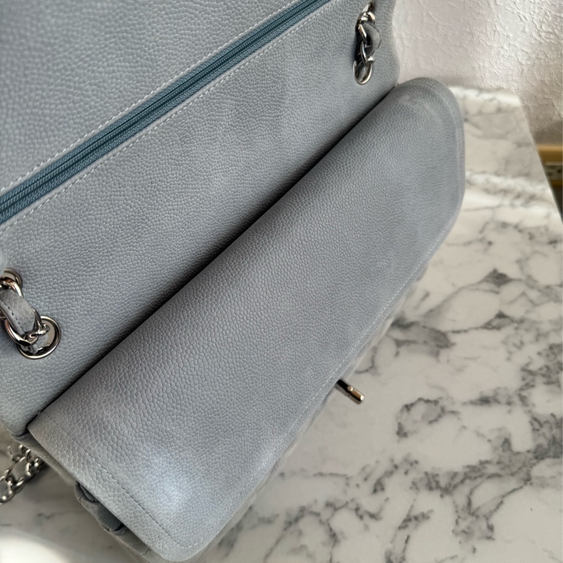 Chanel灰荔枝銀雙C jumbo-22