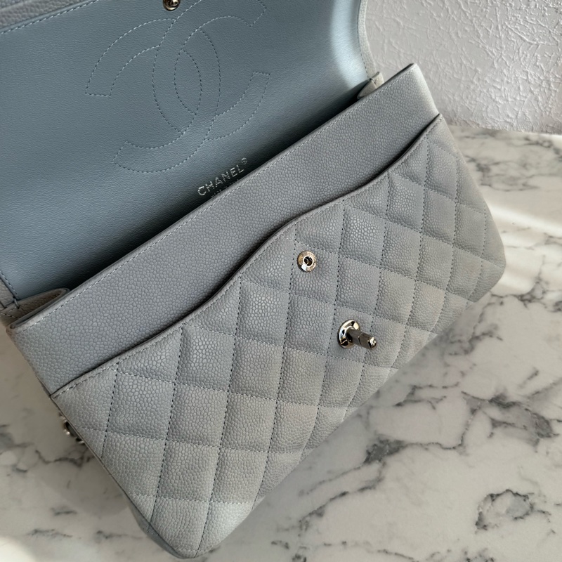 Chanel灰荔枝銀雙C jumbo-23