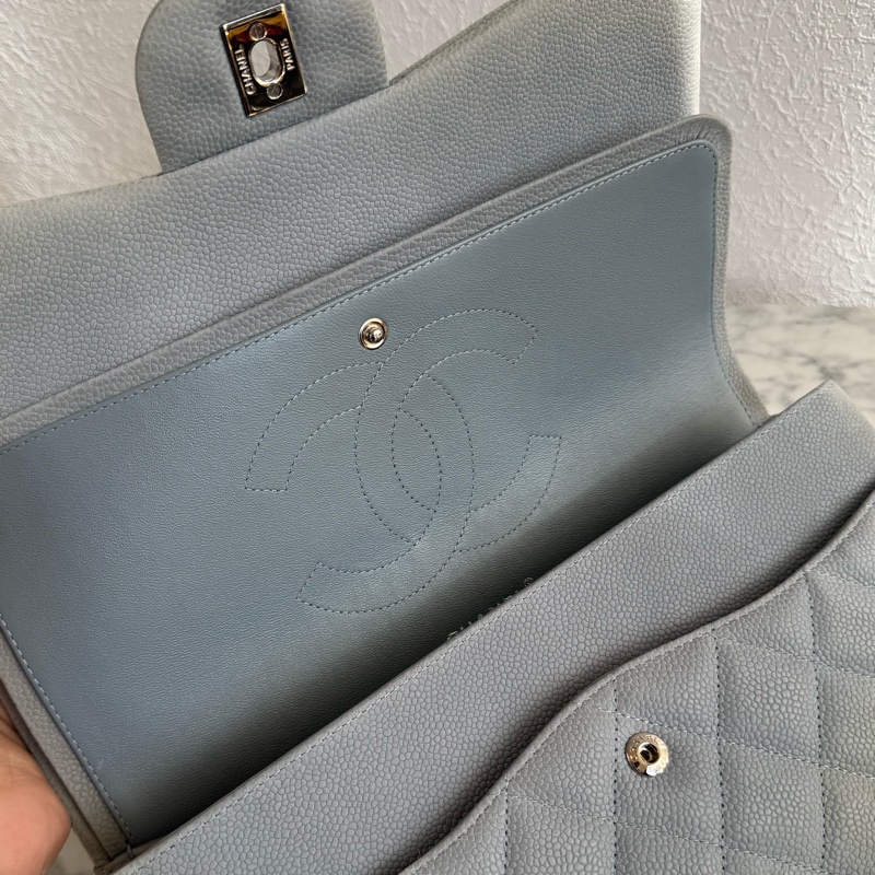 Chanel灰荔枝銀雙C jumbo-24