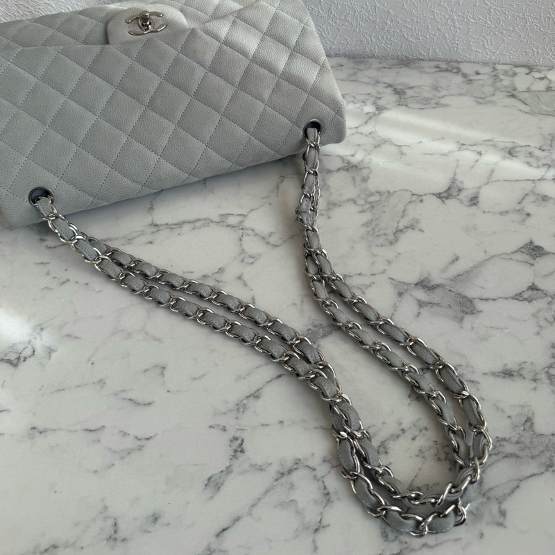 Chanel灰荔枝銀雙C jumbo-43