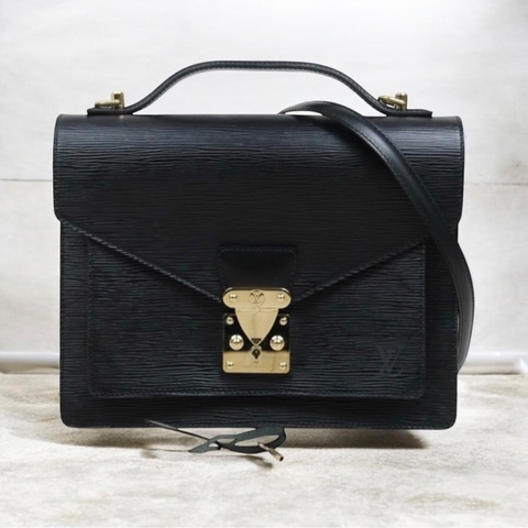 「JL精品代購」98新 LV 黑色水波紋 郵差 單肩包