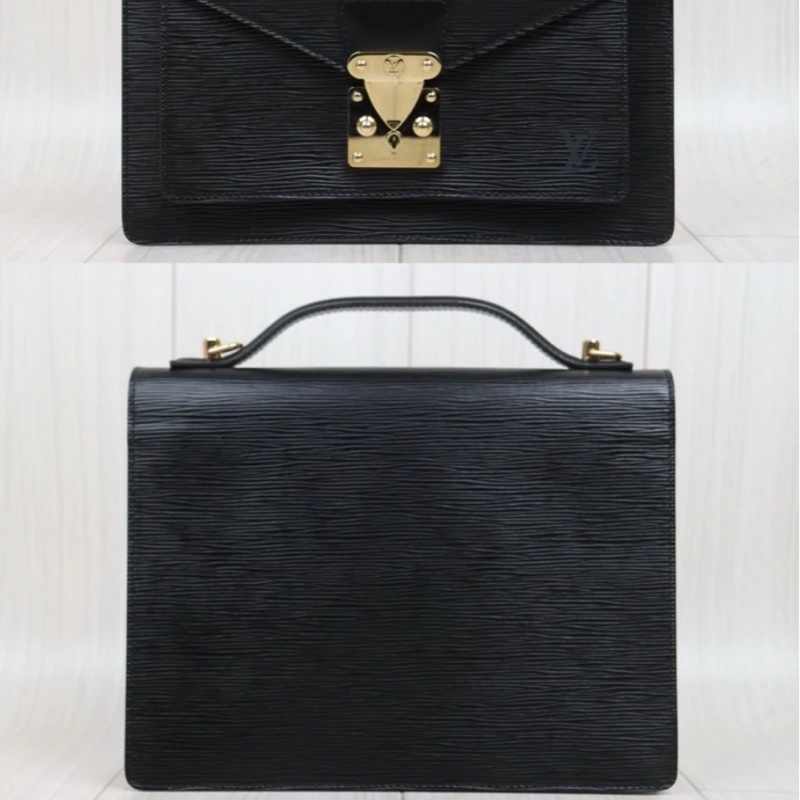 「JL精品代購」98新 LV 黑色水波紋 郵差 單肩包-2