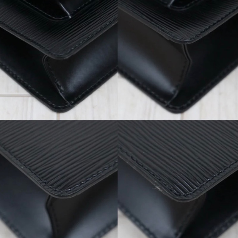 「JL精品代購」98新 LV 黑色水波紋 郵差 單肩包-6