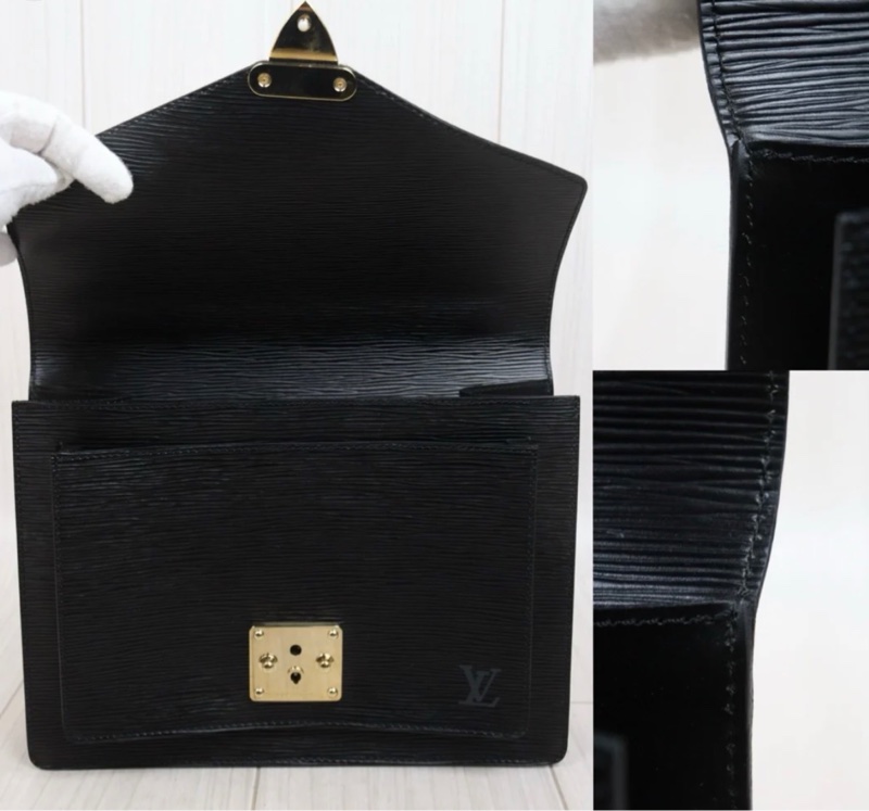 「JL精品代購」98新 LV 黑色水波紋 郵差 單肩包-7