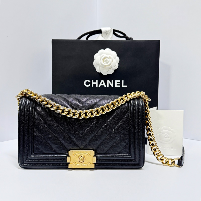 【2025/12/9專櫃剛保養】 Chanel Leboy 25 魚子醬牛皮 專櫃24.1萬!-24