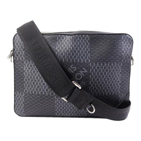 LOUIS VUITTON Damier Graphite Trio Messenger銀扣肩背袋