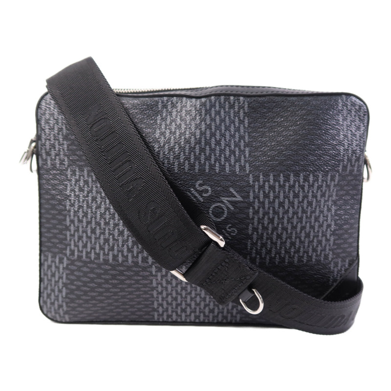 LOUIS VUITTON Damier Graphite Trio Messenger銀扣肩背袋-0