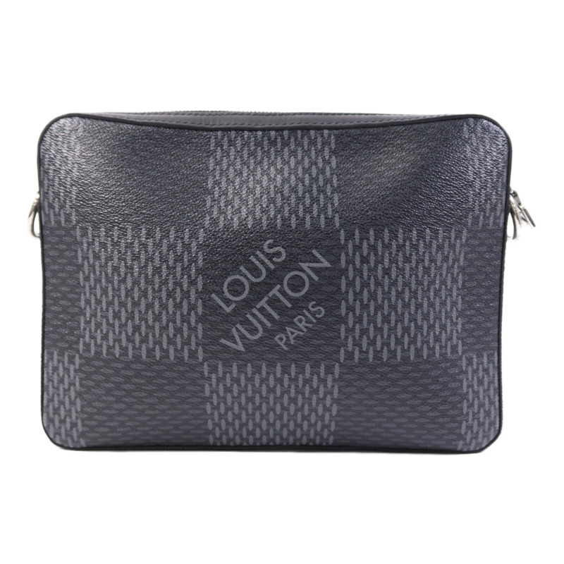 LOUIS VUITTON Damier Graphite Trio Messenger銀扣肩背袋-1