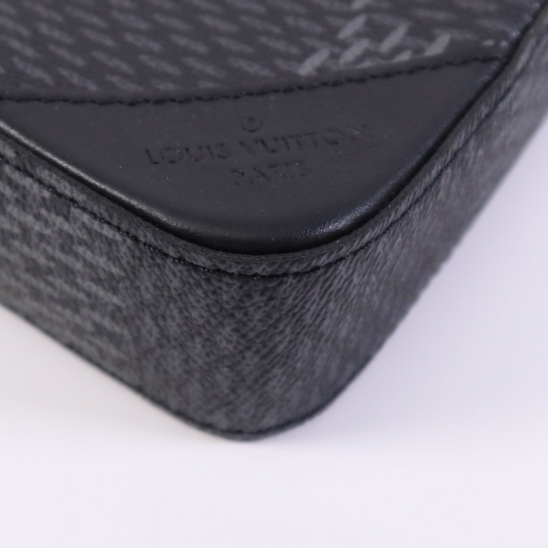 LOUIS VUITTON Damier Graphite Trio Messenger銀扣肩背袋-10
