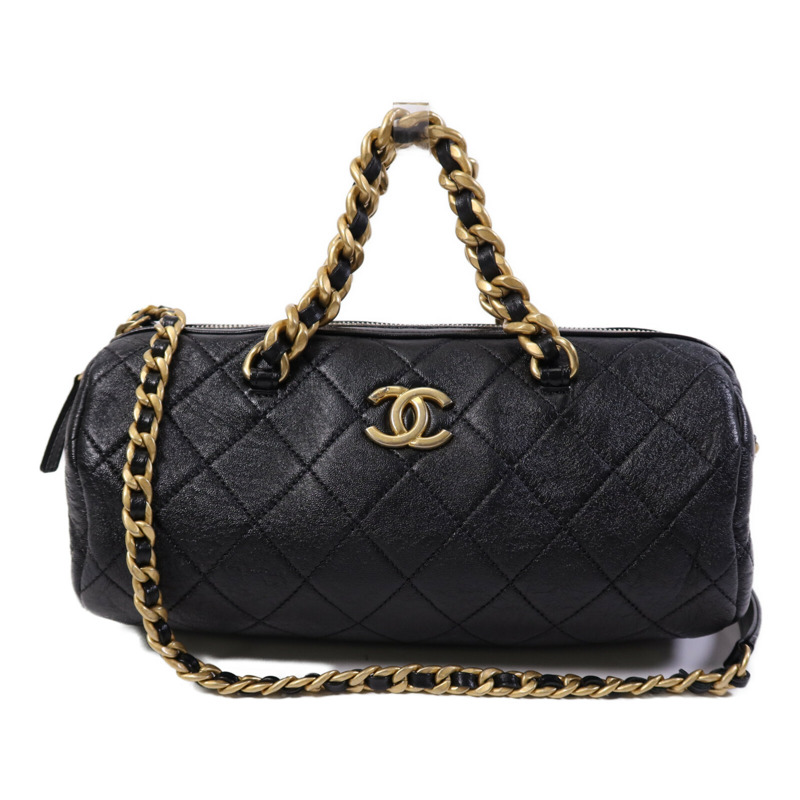 CHANEL 牛皮皮革2 Way Shoulder Bag金扣鏈帶手挽肩背兩用袋-0