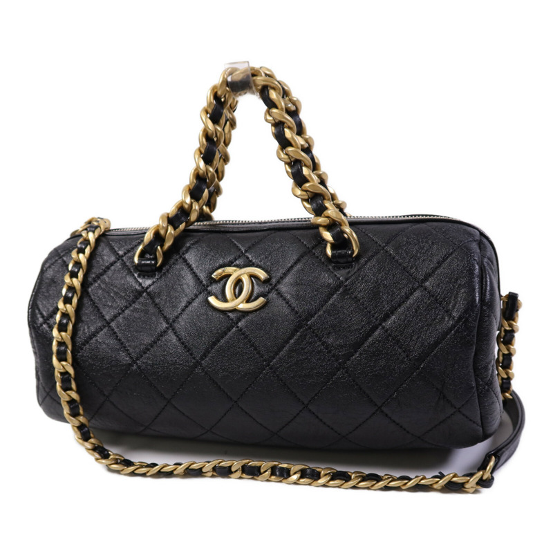 CHANEL 牛皮皮革2 Way Shoulder Bag金扣鏈帶手挽肩背兩用袋-1