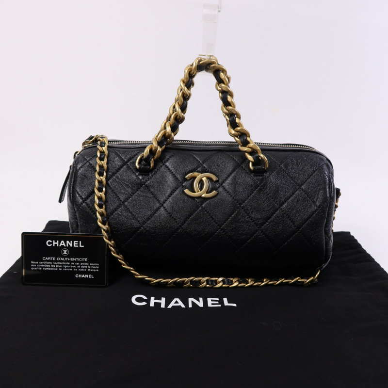 CHANEL 牛皮皮革2 Way Shoulder Bag金扣鏈帶手挽肩背兩用袋-4