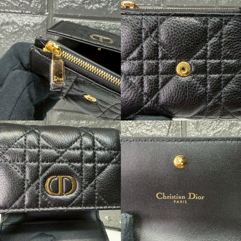 DIOR CARO藤格紋三折短夾-6
