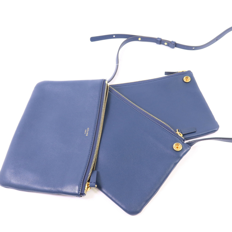 CELINE 羊皮皮革Trio Bag金扣肩背袋-11