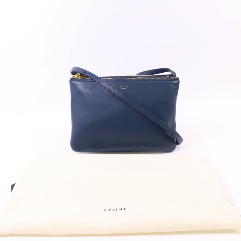 CELINE 羊皮皮革Trio Bag金扣肩背袋-16