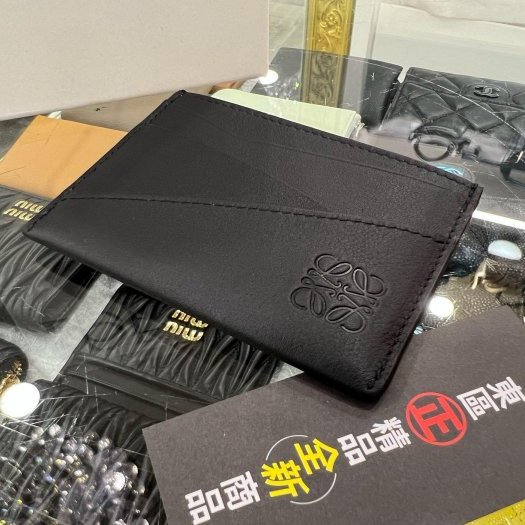東區正精品㊣LOEWE Puzzle C510Q77X02 全新黑色幾何圖扁式卡片夾名片夾 RZ5692-1