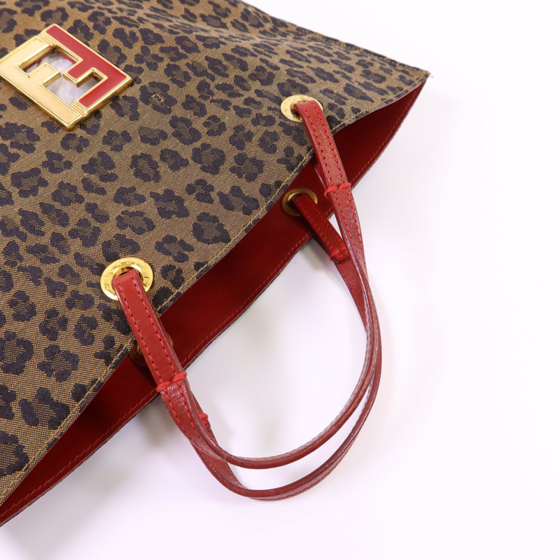 FENDI 帆布Tote Bag金扣手挽袋-4