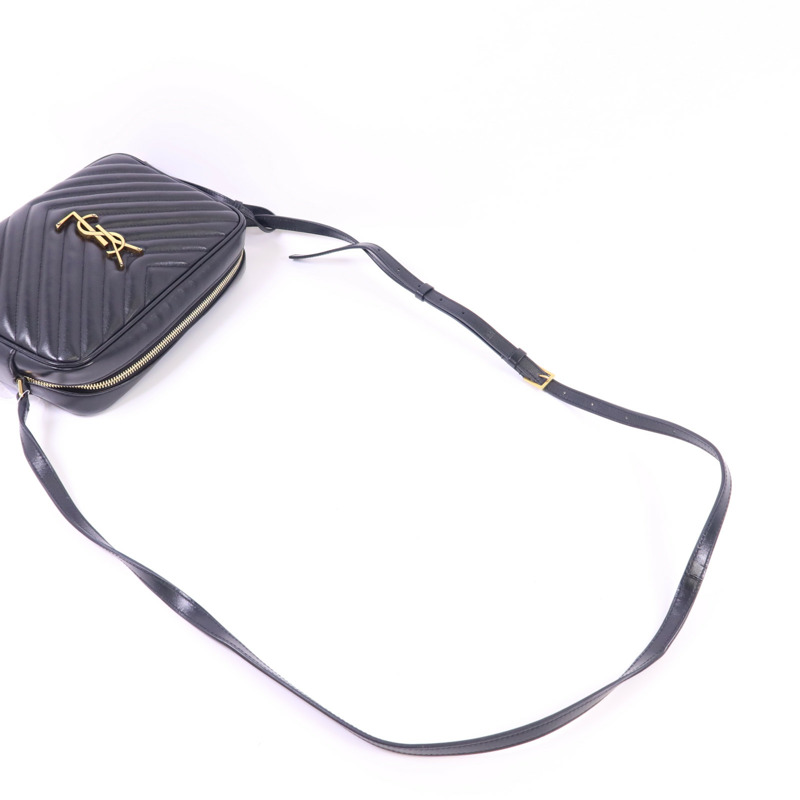 YVES SAINT LAURENT 牛皮皮革Lou Camera Bag金扣肩背袋-4