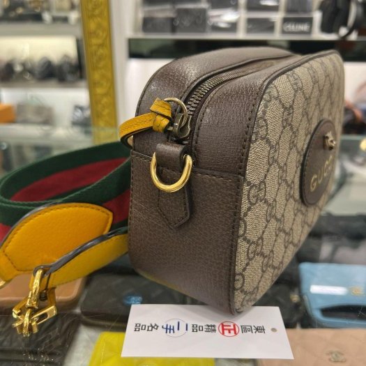 東區正精品㊣GUCCI 476466 咖啡色皮革拼PVC 虎頭 綠紅綠寬背帶斜背包肩背包相機包 RA1824-5