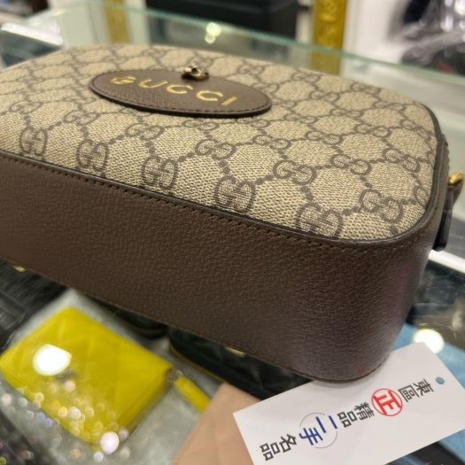 東區正精品㊣GUCCI 476466 咖啡色皮革拼PVC 虎頭 綠紅綠寬背帶斜背包肩背包相機包 RA1824-7
