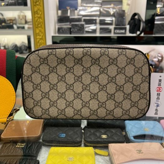 東區正精品㊣GUCCI 476466 咖啡色皮革拼PVC 虎頭 綠紅綠寬背帶斜背包肩背包相機包 RA1824-9