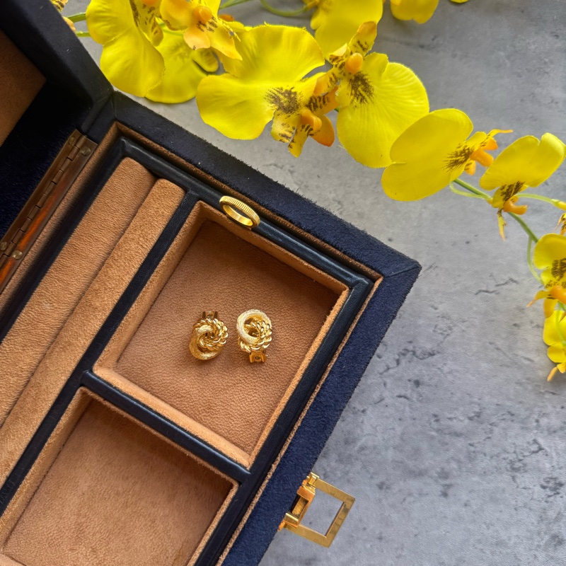 Christian Dior 迪奧 繩結鍍金耳夾 耳環-0