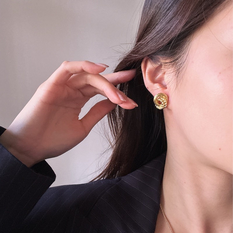 Christian Dior 迪奧 繩結鍍金耳夾 耳環-1