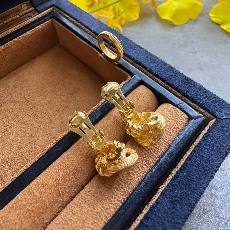 Christian Dior 迪奧 繩結鍍金耳夾 耳環-4