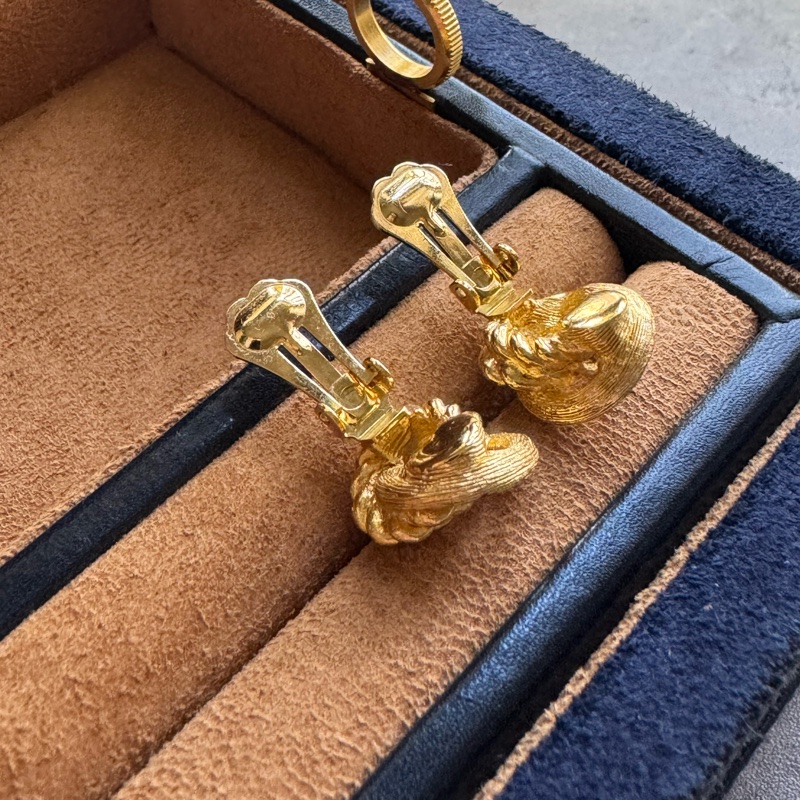 Christian Dior 迪奧 繩結鍍金耳夾 耳環-5