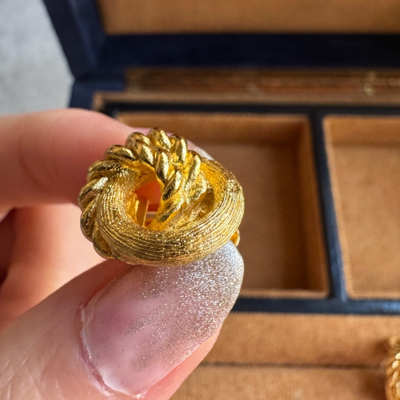 Christian Dior 迪奧 繩結鍍金耳夾 耳環-7