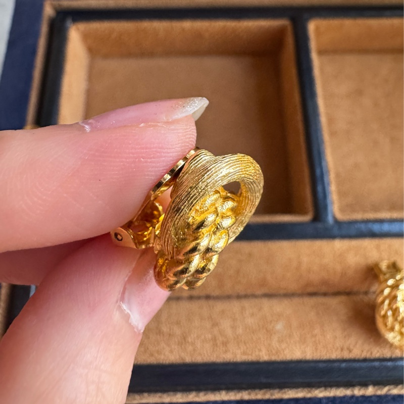 Christian Dior 迪奧 繩結鍍金耳夾 耳環-10