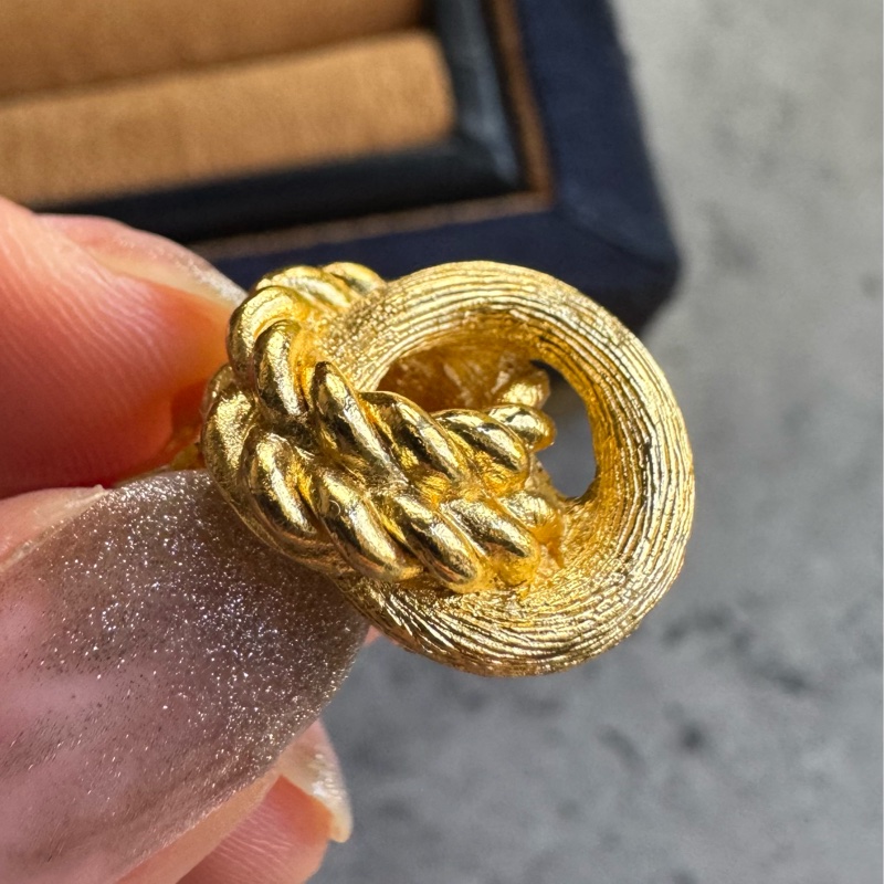 Christian Dior 迪奧 繩結鍍金耳夾 耳環-13