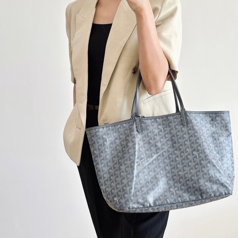 「JL精品代購」98新 Goyard 灰色 托特包 中號-1