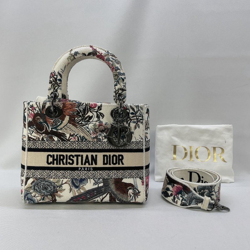 DIOR Lady D-Lite中款刺繡黛妃包-0