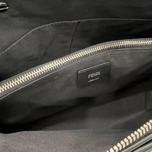 區正精品㊣Fendi 8BL146 By the Way bag 全新黑色小牛皮銀扣手提肩背包中型 RZ5665-2