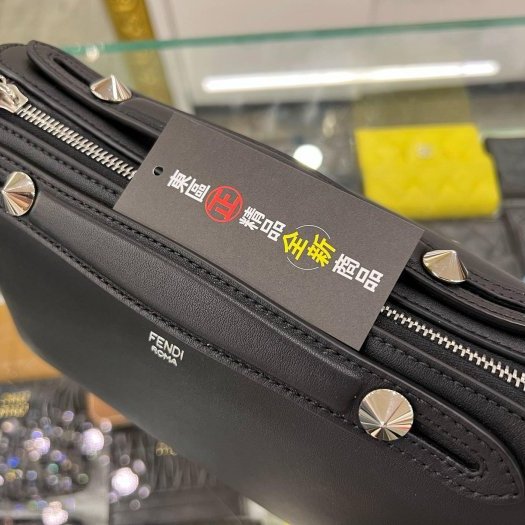 區正精品㊣Fendi 8BL146 By the Way bag 全新黑色小牛皮銀扣手提肩背包中型 RZ5665-5