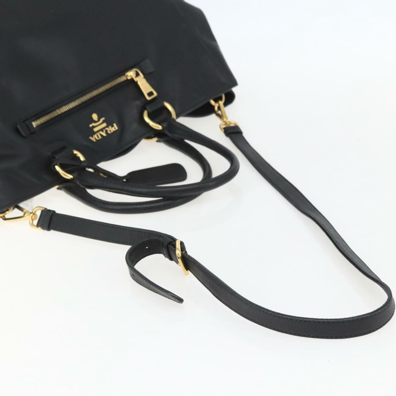 【日本直送】PRADA 手提包 皮革 2way 黑色 金色 Auth yk19782-7