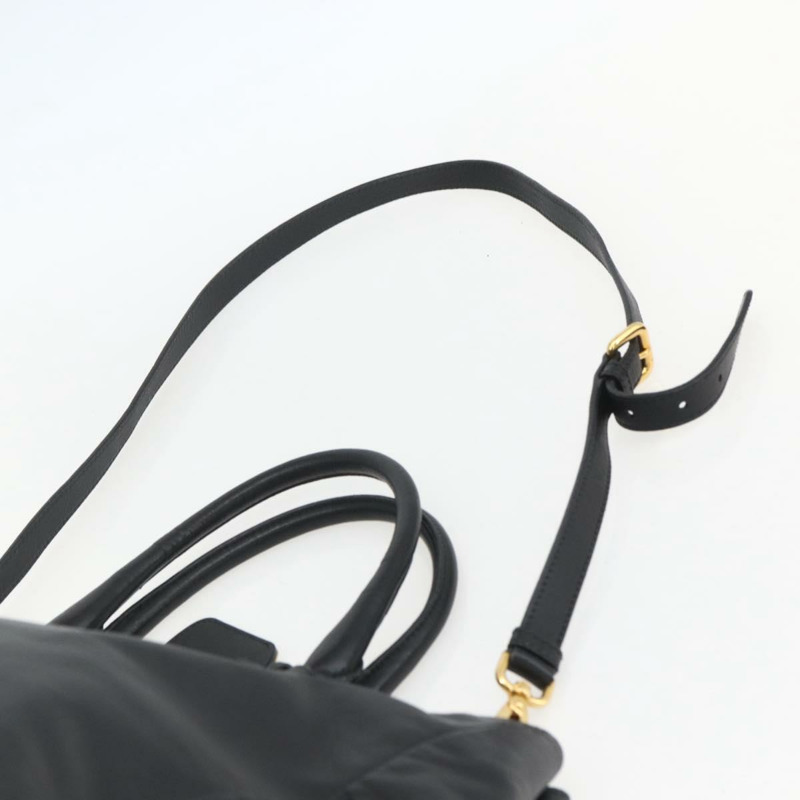 【日本直送】PRADA 手提包 皮革 2way 黑色 金色 Auth yk19782-14