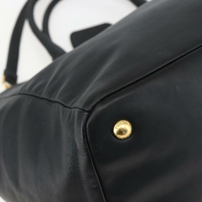 【日本直送】PRADA 手提包 皮革 2way 黑色 金色 Auth yk19782-15