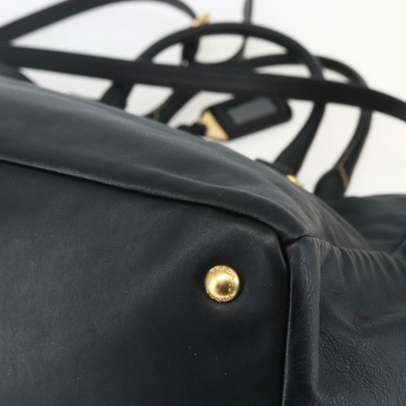 【日本直送】PRADA 手提包 皮革 2way 黑色 金色 Auth yk19782-16
