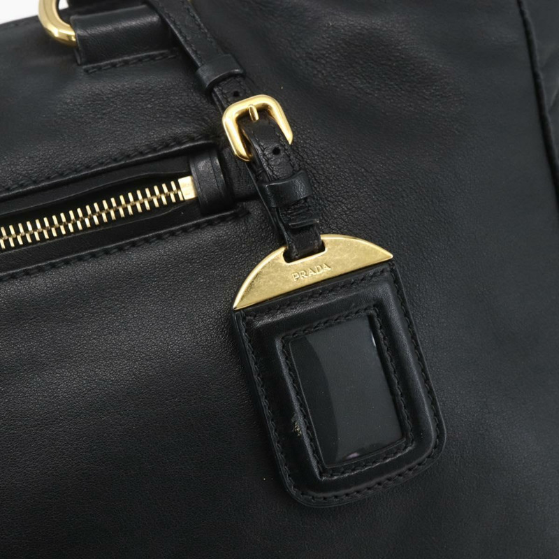 【日本直送】PRADA 手提包 皮革 2way 黑色 金色 Auth yk19782-18