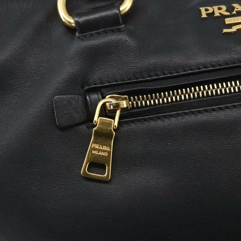 【日本直送】PRADA 手提包 皮革 2way 黑色 金色 Auth yk19782-19